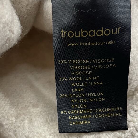 Troubadour Size L Women's Sweater Cream Viscose Wool Cashmere Blend Crochet Boxy - Picture 4 of 5